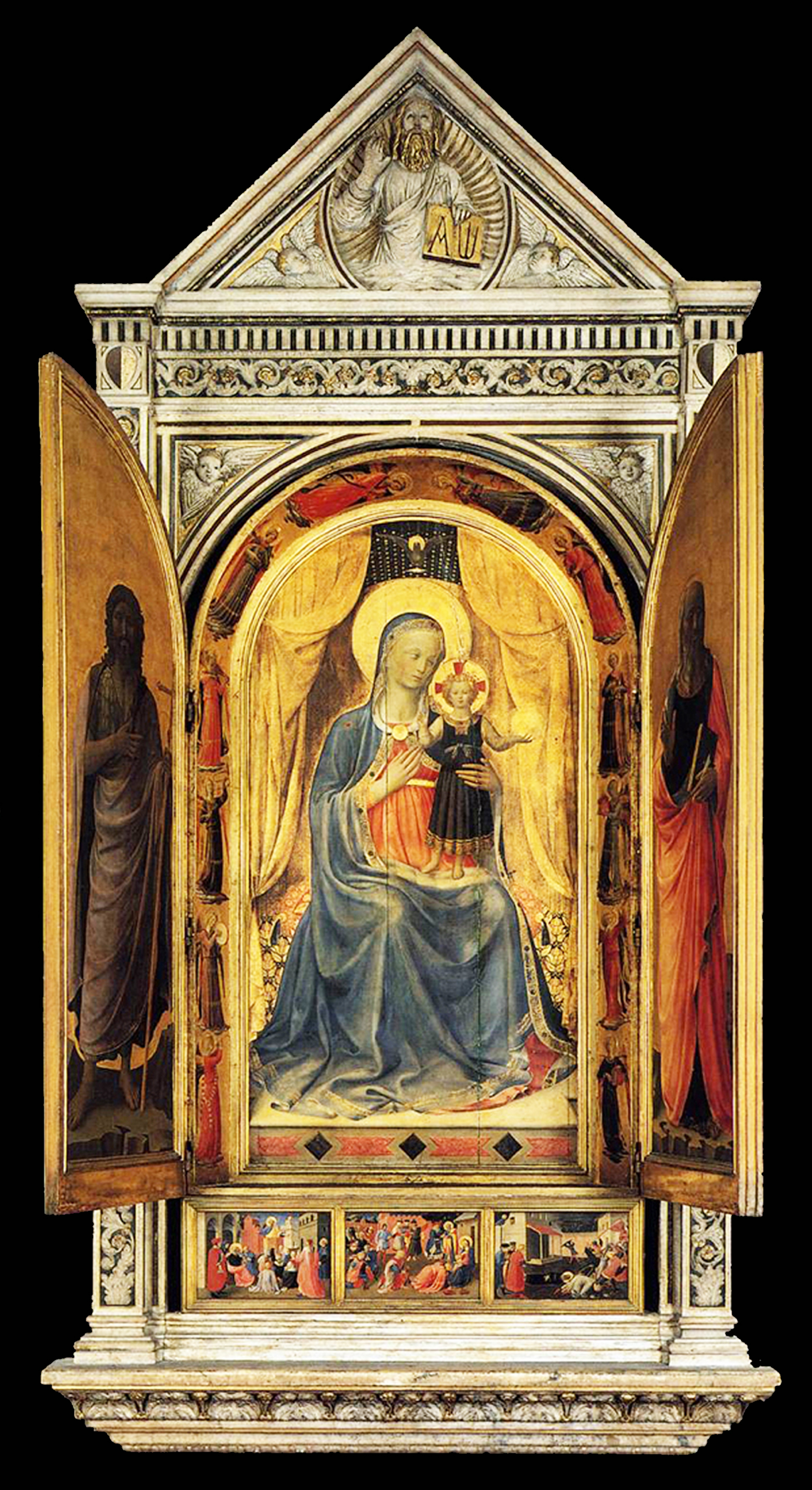 9B Fra Angelico Tabernacle of the Linaiuoli 1432to33 520x270cm overall shutters closed &amp; open Museo di San Marco