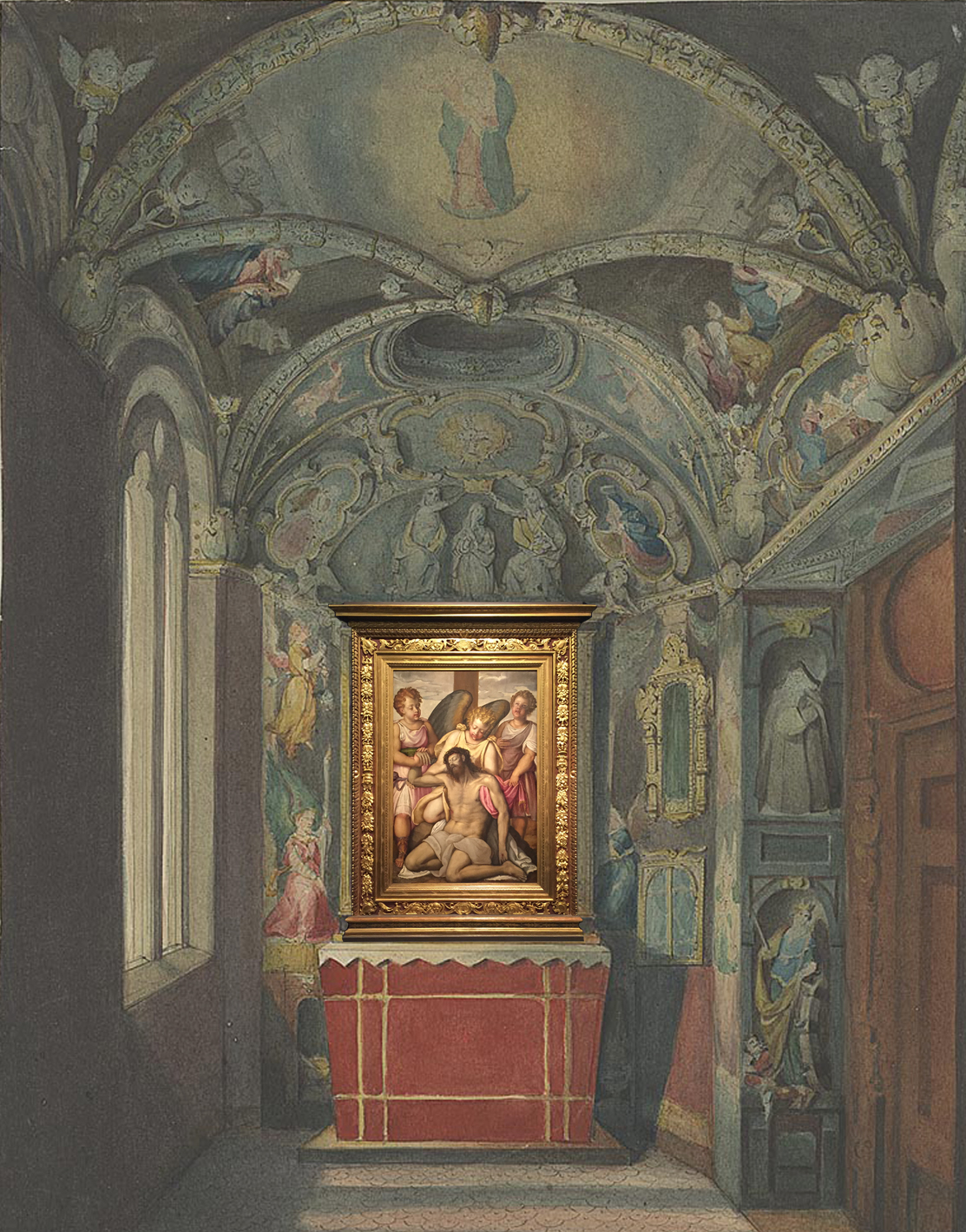 Giulio Licinio’s Pietà with mourning angels reunited with its frame